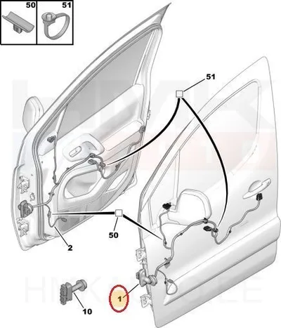 Juhtmestik esiuksele vasak OEM Citroen Berlingo/Peugeot Partner 2009- - PSA  6559ZK - OE - 100% Genuine Part