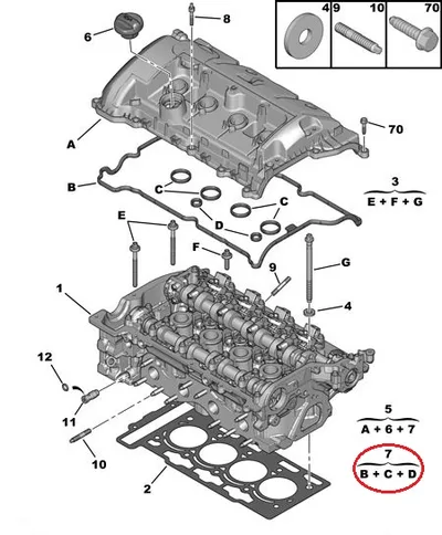 Klapikambrikaane tihendikomplekt OEM Citroen/Peugeot EP3-EP6 - PSA  0249F4 - OE - 100% Genuine Part