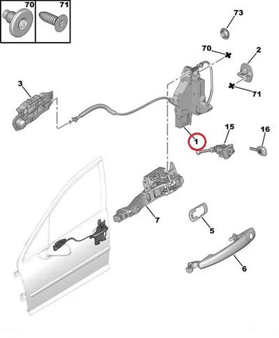 Ukselukusti esiuksele vasak OEM Peugeot 407 - PSA  9135FN - OE - 100% Genuine Part