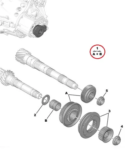 5-käigu hammasrataste paar (44x35) OEM Citroen/Peugeot - PSA  2344F3 - OE - 100% Genuine Part