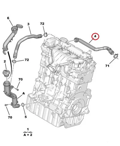 Karterituulutuse toru OEM Citroen/Peugeot DW10BTED4 - PSA  1192WH - OE - 100% Genuine Part