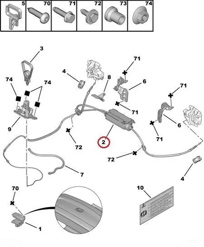 Elektrilise seisupiduri mehhanism trossidega OEM Citroen C5 III 2008- - PSA  1612865480 - OE - 100% Genuine Part