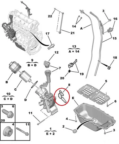Õlifiltri korpuse tihend OEM Nemo/Bipper/Doblo/Fiorino 1,3HDi F13TE5 - PSA  1180T5 - OE - 100% Genuine Part