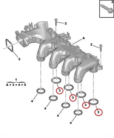 Sisselaskekollektori tihend OEM PSA/Ford/Mazda 1,6HDI - PSA  0348R4 - OE - 100% Genuine Part
