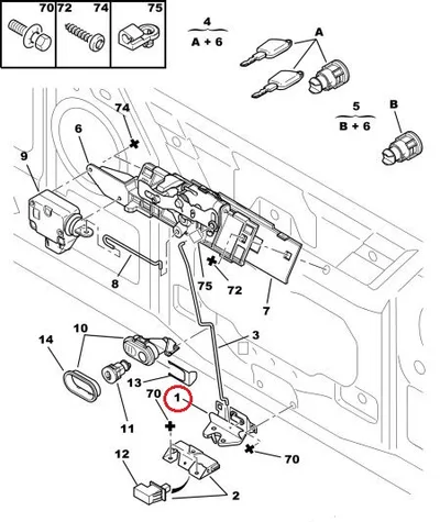 Tagaluugi lukusti OEM Peugeot 206/Citroen Xsara - PSA  871951 - OE - 100% Genuine Part
