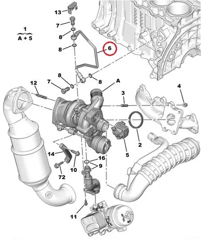 Turbo õlitustoru OEM Citroen/Peugeot 1,6 16V EP-mootor - PSA  9824001880 - OE - 100% Genuine Part