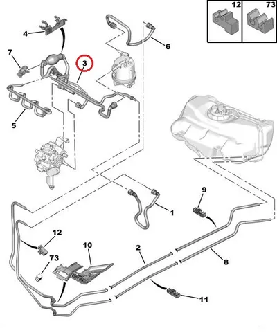 Kütusetorustik koos käsipumbaga OEM Citroen/Peugeot 1,4HDI - PSA  1574S8 - OE - 100% Genuine Part
