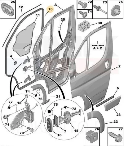 Esiukse tihend vasak OEM Boxer/Jumper/Ducato 2006- - PSA  1693401280 - OE - 100% Genuine Part