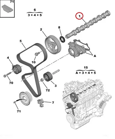 Nukkvõll OEM Citroen/Peugeot 1,6HDI Euro5 - PSA  1682802480 - OE - 100% Genuine Part