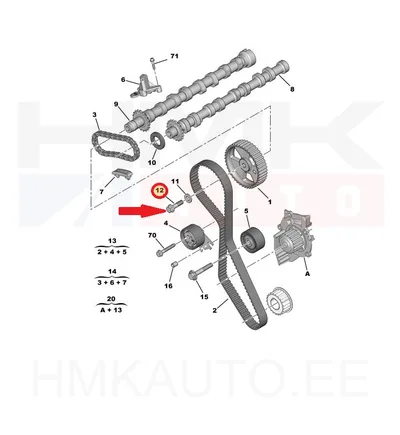 Nukkvõlli rihmaratta kinnituspolt M10x1,50-L40 OEM Citroen/Peugeot - PSA  080650 - OE - 100% Genuine Part