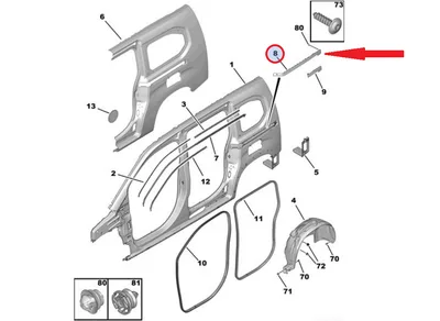 Liugukse juhtsiini kate vasak OEM Berlingo/Rifter 2018-  LWB (värvitav) - PSA  981869691T - OE - 100% Genuine Part