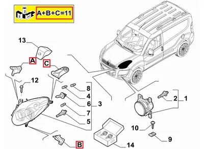 Esitule kinnituste remontkomplekt parem OEM Fiat Doblo 10- /Opel Combo 12- - FIAT  51877427 - OE - 100% Genuine Part