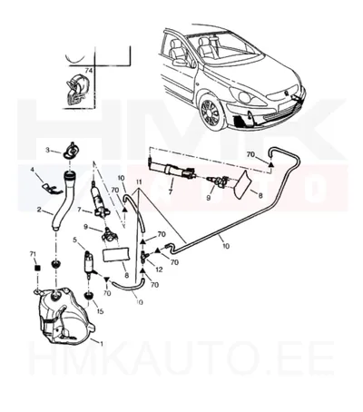 Klaasipesuri paak OEM Peugeot 307 - PSA  6431C2 - OE - 100% Genuine Part