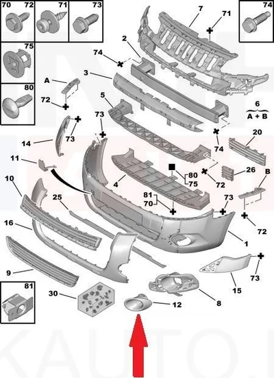 Udutule ümbrisraam parem OEM Berlingo 2008- (värvitav) - PSA  7452VR - OE - 100% Genuine Part