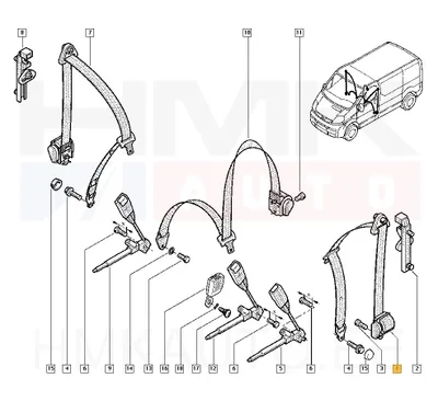 Turvavöö eesmine vasak OEM Renault Trafic II - REN  8200696515 - OE - 100% Genuine Part