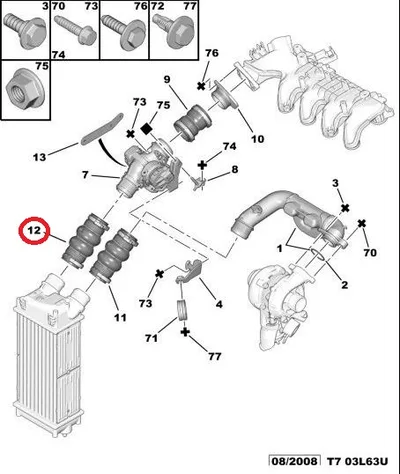Turbo lõdvik OEM Citroen/Peugeot 1,6HDi DV6TED4 - PSA  0382LX - OE - 100% Genuine Part