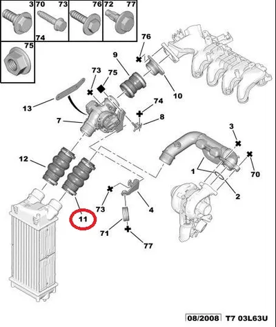 Turbo lõdvik OEM Citroen/Peugeot 1,6HDi - PSA  0382LW - OE - 100% Genuine Part