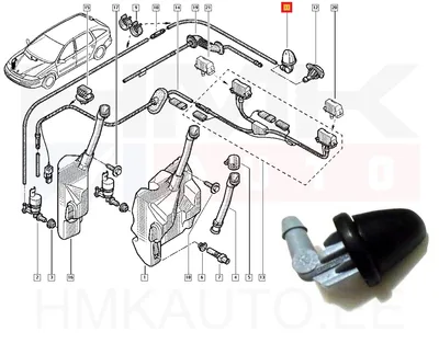 Klaasipesuri pihusti tagumine OEM Renault Laguna II luukpära - REN  8200001896 - OE - 100% Genuine Part