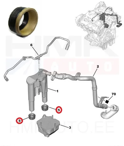 Karterituulutuse/õliseparaatori tihend OEM Citroen/Peugeot - PSA  1180P1 - OE - 100% Genuine Part