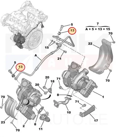 Turbo õlitustoru tihend OEM Citroen/Peugeot - PSA  038030 - OE - 100% Genuine Part