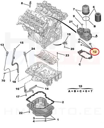 Õlifiltri korpuse tihendikomplekt OEM Citroen/Peugeot - PSA  112007 - OE - 100% Genuine Part