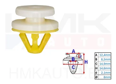 Ukseliistu/uksepolstri tüübel Renault 8mm (1tk.) - C30141