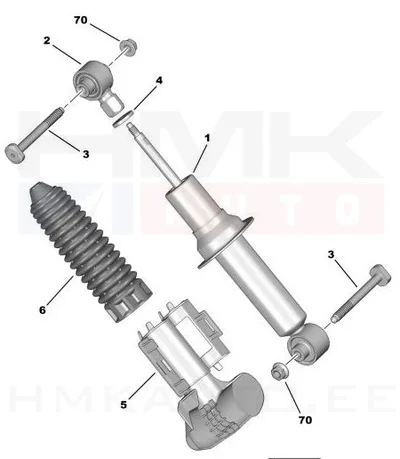 Amortisaatori tolmukate, tagumine vasak OEM Citroen C5 / Peugeot 407 - PSA  521812 - OE - 100% Genuine Part