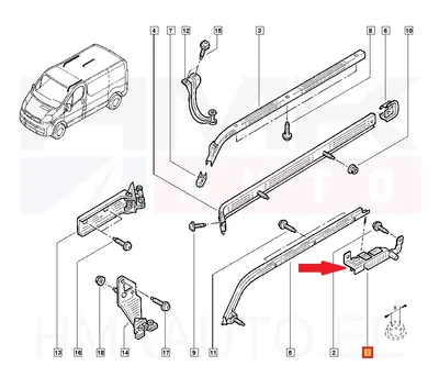 Liugukse stopper alumine parem OEM Renault Trafic II,III / Opel Vivaro A,B - REN  7700312381 - OE - 100% Genuine Part