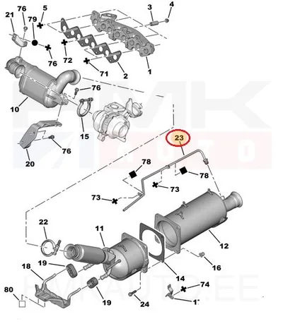 Väljalaskegaaside rõhuanduri toru OEM Citroen/Peugeot - PSA  1714K1 - OE - 100% Genuine Part