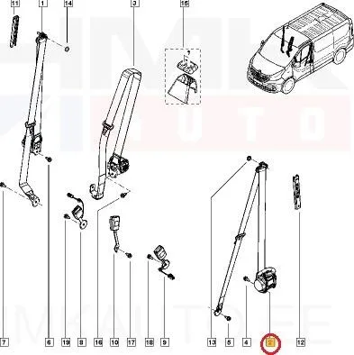 Turvavöö eesmine vasak OEM Renault Trafic III - REN  868853346R - OE - 100% Genuine Part