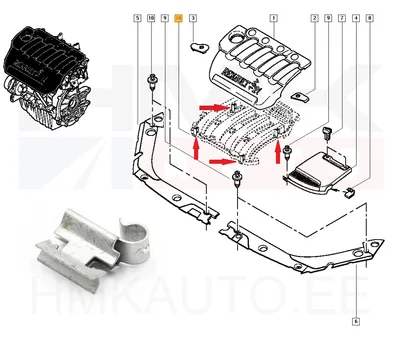 Mootorikatte kinnitusklamber OEM Renault 1,8-2,0 - REN  7701050993 - OE - 100% Genuine Part