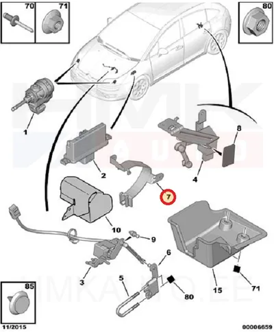 Tulede/nivoo kõrgusanduri hoova kinnitus, tagasillale OEM Citroen C4 - PSA  6224J7 - OE - 100% Genuine Part