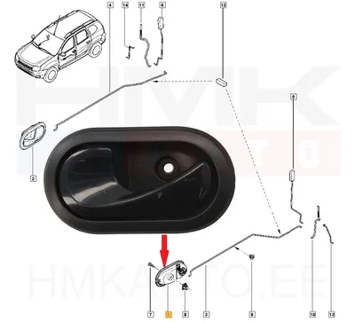 Ukselink sisemine vasak (esi-,tagauks) Dacia Duster,Logan - 6010-67-005409P