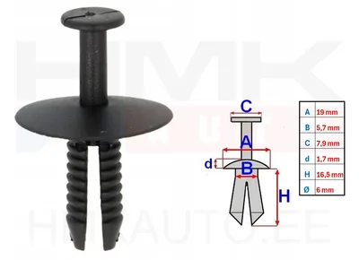 Liistu/polstri tüübel 6mm BMW (1tk.) - C10005