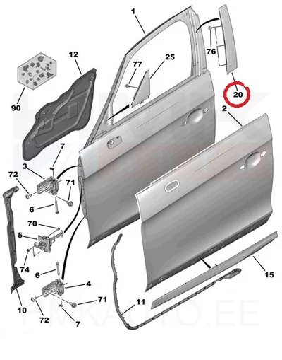 Esiukse katteliist vasak OEM DS5 - PSA  96874098XK - OE - 100% Genuine Part