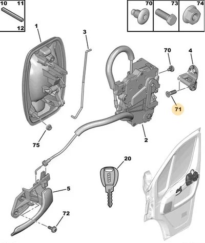 Ukselukusti vastuse kinnituspolt OEM Jumper/Boxer/Ducato 06-11  M8x1,25 L25 - PSA  8503LW - OE - 100% Genuine Part
