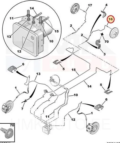 Piduritoru tagumine vasak OEM Peugeot 1007/Citroen C2/C3 - PSA  488765 - OE - 100% Genuine Part