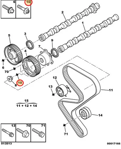 Nukkvõlli rihmaratta kinnituspolt M12x1,75-L45 OEM Citroen/Peugeot - PSA  080646 - OE - 100% Genuine Part