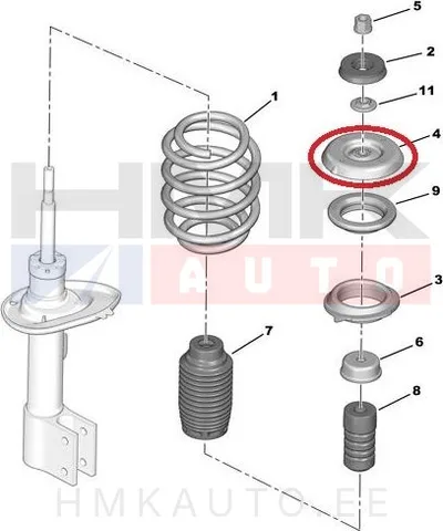 Amortisaatori padi eesmine Peugeot 307 /Citroen C4 - PSA  5038G0J