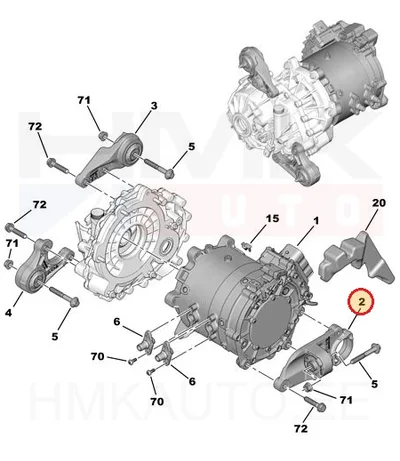 Veovõlli tugilaagri korpus (parem tagumine) OEM Peugeot 3008/508 hübriid - PSA  5706Q8 - OE - 100% Genuine Part