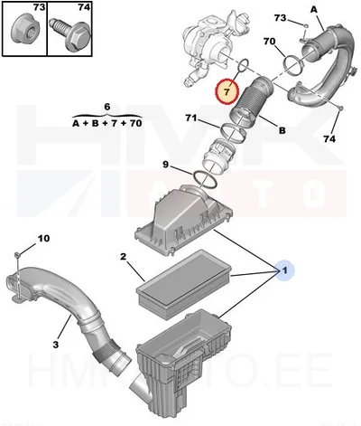 Turbo õhutoru tihend OEM Citroen/Peugeot - PSA  143448 - OE - 100% Genuine Part
