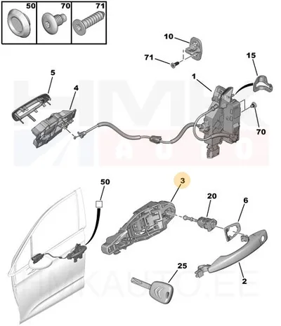 Ukselingi alusraam, esiuks vasak/liuguks parem/tagauks vasak OEM Citroen/Peugeot - PSA  9109E4 - OE - 100% Genuine Part