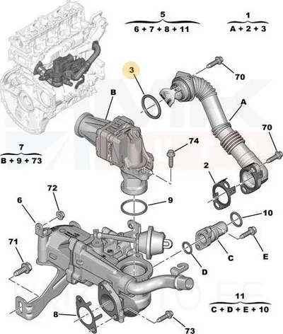 EGR toru tihend OEM Citroen/Peugeot - PSA  1627A6 - OE - 100% Genuine Part