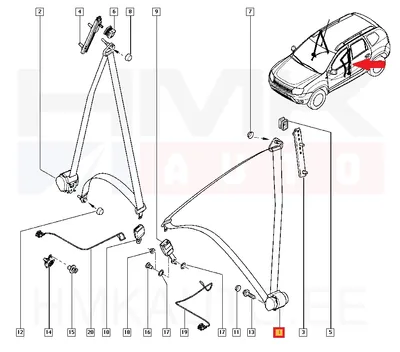 Turvavöö eesmine vasak OEM Dacia Duster - REN  8200751266 - OE - 100% Genuine Part