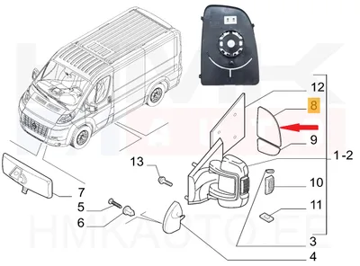 Peegliklaas vasak ülemine soojendusega Jumper/Boxer/Ducato 2006- - 7860041AG - OEM (no box)