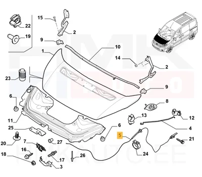 Kapotiluku tross koos hoovaga OEM Citroen C8, Jumpy/Peugeot 807, Expert/Fiat Ulysse, Scudo 2007- - PSA  7937H9 - OE - 100% Genuine Part