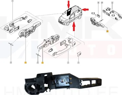 Ukselingi alusraam, esiuks vasak/liuguks parem/tagauks parem OEM Renault Kangoo 2008- - REN  8200497521 - OE - 100% Genuine Part