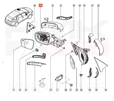 Küljepeegel vasak OEM Renault Espace V - REN  963024306R - OE - 100% Genuine Part
