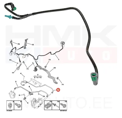 Kütuse tagasivoolutoru OEM Citroen/Peugeot DW10C - PSA  9676950180 - OE - 100% Genuine Part