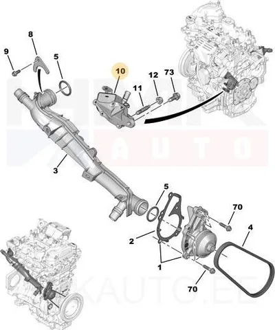 Elektriline veepump OEM Citroen/Peugeot 1,6 EP6-mootorid - PSA  9807341480 - OE - 100% Genuine Part